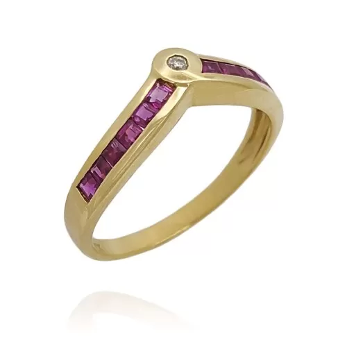 Anel Ouro 18K, Rubis E Diamante