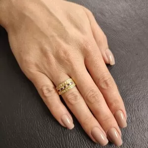 Anel Ouro 18K, Rubis E Diamantes