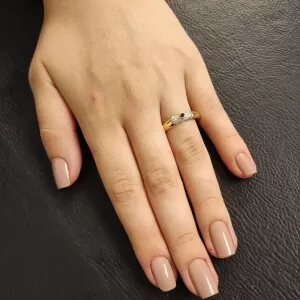 Anel Ouro 18K, Safira E Diamantes