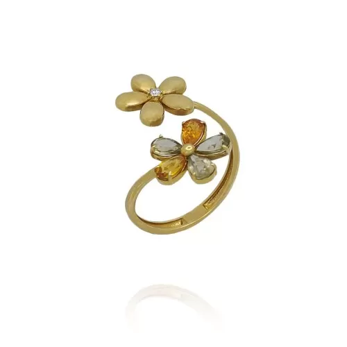Anel Ouro 18K, Safiras E Diamante