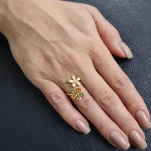 Anel Ouro 18K, Safiras E Diamante