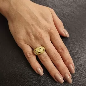 Anel Ouro 18K, Safiras E Diamantes