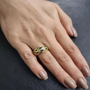 Anel Ouro 18K, Safiras E Diamantes