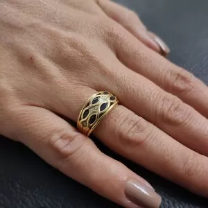 Anel Ouro 18K, Safiras E Diamantes