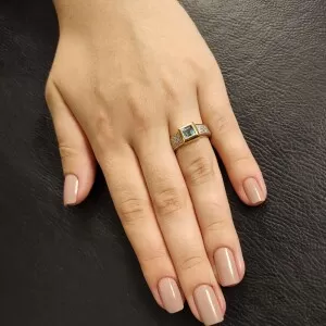 Anel Ouro 18K, Topázio E Diamantes