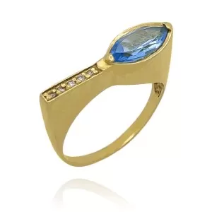 Anel Ouro 18K, Topázio E Diamantes