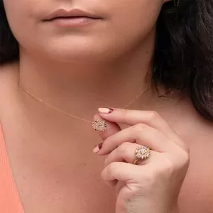 Anel Ouro 18K, Topázio, Safiras E Diamantes