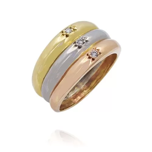 Anel Ouro 18K Três Cores