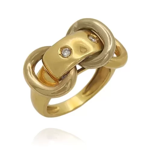 Anel Ouro 18K Três Cores E Diamantes