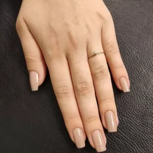 Anel Ouro Branco E Diamante Solitário