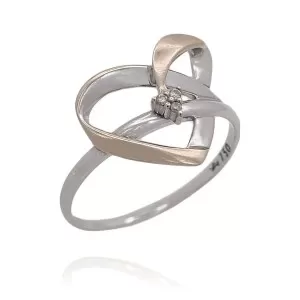 Anel Ouro Branco E Diamantes