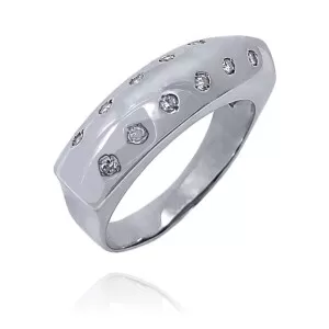 Anel Ouro Branco E Diamantes
