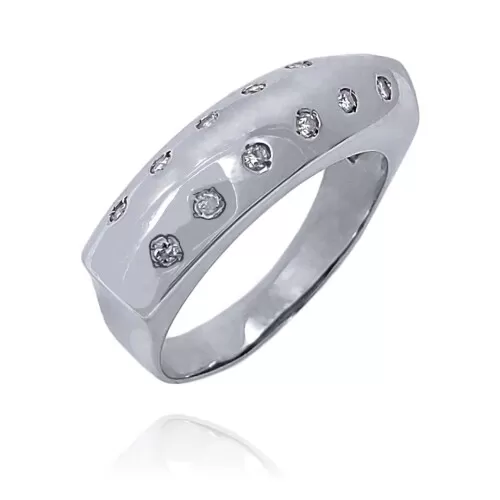 Anel Ouro Branco E Diamantes