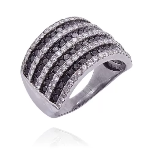 Anel Ouro Branco E Diamantes