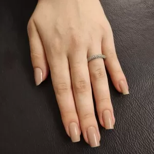 Anel Ouro Branco E Diamantes
