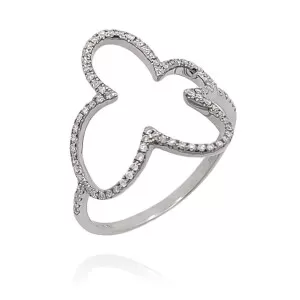 Anel Ouro Branco E Diamantes