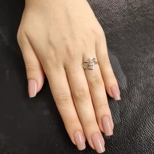Anel Ouro Branco E Diamantes