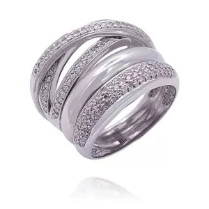 Anel Ouro Branco E Diamantes