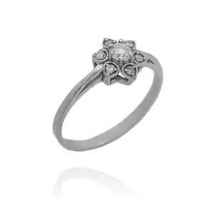 Anel Ouro Branco E Diamantes