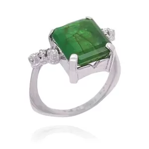 Anel Ouro Branco, Esmeralda E Diamantes