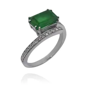 Anel Ouro Branco, Esmeralda E Diamantes