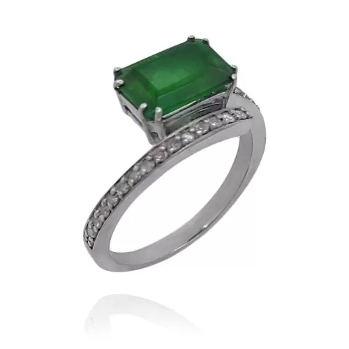 Anel Ouro Branco, Esmeralda E Diamantes