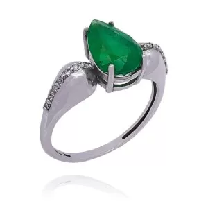 Anel Ouro Branco, Esmeralda E Diamantes