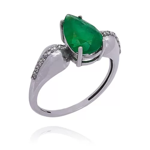 Anel Ouro Branco, Esmeralda E Diamantes