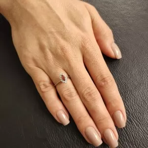 Anel Ouro Branco, Granada E Diamantes