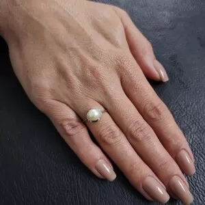 Anel Ouro Branco, Pérola E Diamantes