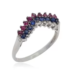 Anel Ouro Branco, Rubis E Safiras