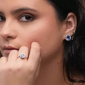 Anel Ouro Branco, Tanzanita E Diamantes