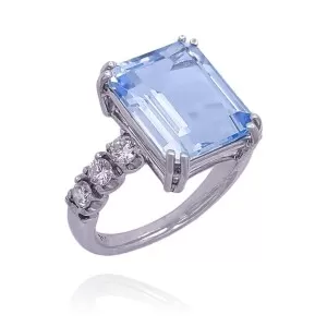 Anel Ouro Branco, Topázio E Diamantes