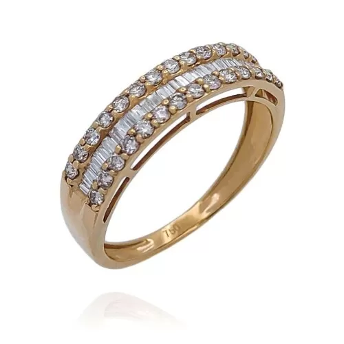 Anel Ouro Rosé E Diamantes