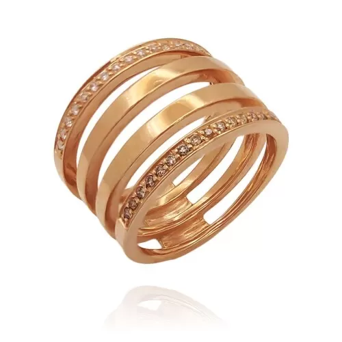 Anel Ouro Rosé E Diamantes