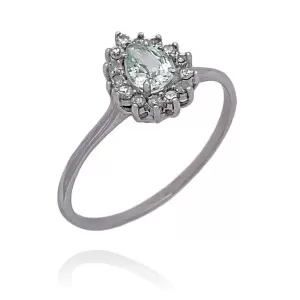 Anel Ouro branco, Turmalina Paraíba E Diamantes