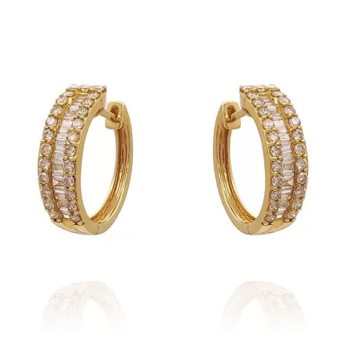 Argolas Ouro 18K E Diamantes