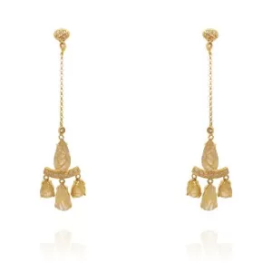 Brincos Em Ouro 18K, Quartzos E Diamantes