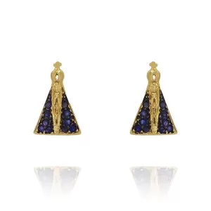 Brincos Nossa Senhora Ouro 18K E Safiras