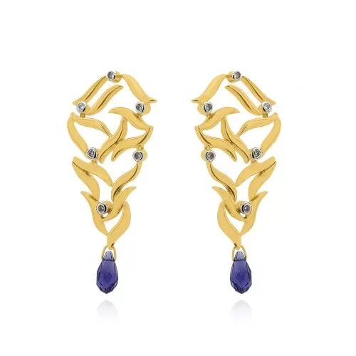 Brincos Ouro 18K, Ametistas E Diamantes