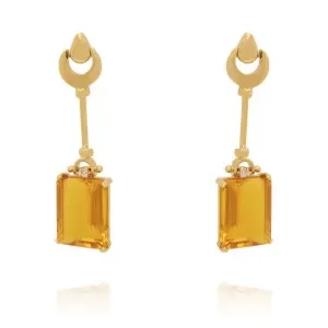 Brincos Ouro 18K, Citrinos E Diamantes