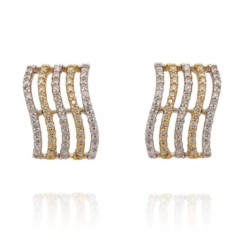Brincos Ouro 18K Duas Cores E Diamantes