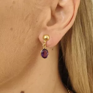 Brincos Ouro 18K E Ametistas