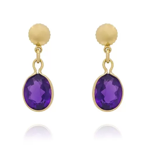 Brincos Ouro 18K E Ametistas