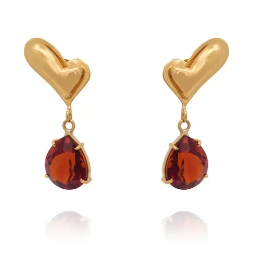 Brincos Ouro 18K E Citrinos