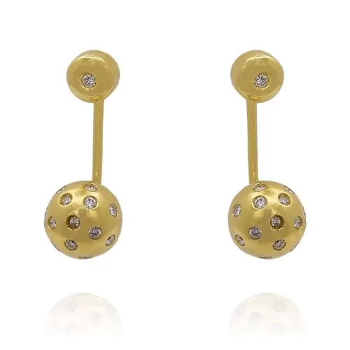 Brincos Ouro 18K E Diamantes