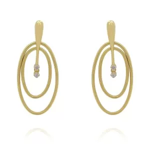 Brincos Ouro 18K E Diamantes