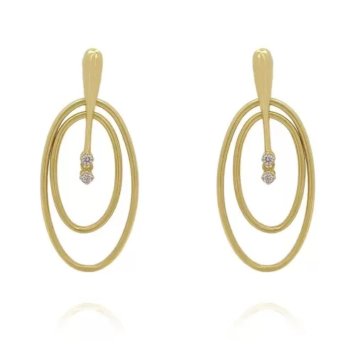 Brincos Ouro 18K E Diamantes