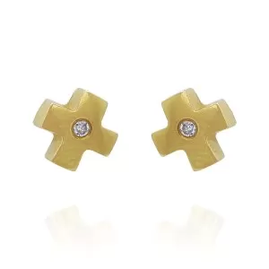 Brincos Ouro 18K E Diamantes