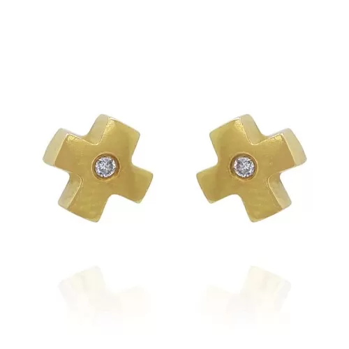 Brincos Ouro 18K E Diamantes